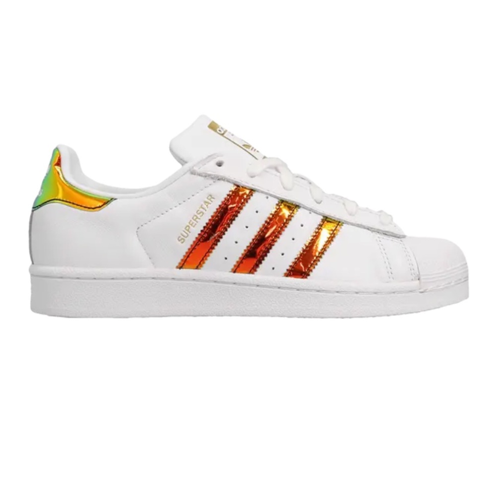 adidas Kids White Sneakers with Multicolor Stripes - Picture 2 of 13
